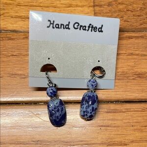 Blue and Black Handcrafted Clip On Earrings